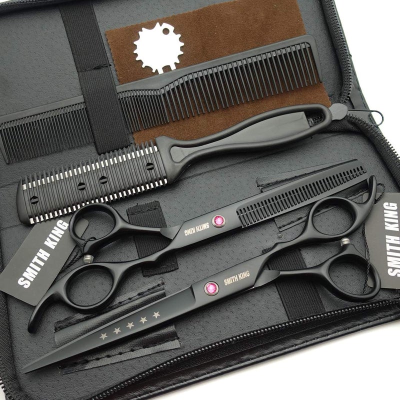 Smithking 7.0 Inches Hair Cutting Scissors Set with Combs Lether Scissors Case,Hair cutting shears Hair Thinning shears For Personal and Professional (Black) - Image 4
